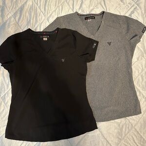 Koi Women's Black and Gray V-Neck Scrub Tops